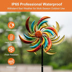 360° Wind Spinners Outdoor with Solar Lights Colored Leaves Garden Decor Yard Lawn Art Decor for Patio Kinetic Windmills 60.63'' H x 13.38'' Dia Unique Gifts for Friends and Family