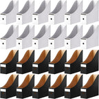 Thenshop 24 Pcs Cardboard Magazine File Holders Magazine Book Bin Box with Label Sticker Paper Organizer Storage Folder for Desk Shelves School Classroom Office Supplies (Classic,Black and White)