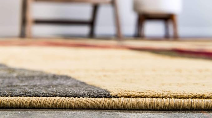 Unique Loom Barista Collection Area Rug - Ngada (7' 10" x 10' Rectangle, Beige/ Red)