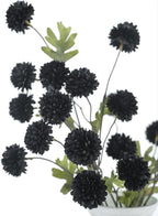 DuHouse 6pcs Black Flowers Faux Silk Pompon Mum,Silk Small Mini Chrysanthemum Ball with Stems for DIY Wedding Bouquets Centerpieces Vase Home Table Halloween Decorations(Black)