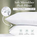Fern and Willow Queen Size Bed Pillows - Set of 2, 28"x20" - Luxurious Ultra-Soft Cooling Pillow - Hotel Quality, Down Alternative Fill - Ideal Gift for Side, Back & Stomach Sleepers