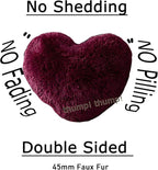 MorroMorn Fluffy Heart Throw Pillows, Shaggy Decorative Pillow for Sofa Couch Bed, Cute Room Decor Decorations for Women Girls Kids (Maroon)