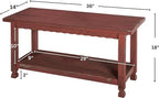 Country Cottage Rustic Farmhouse Bench – 36” Solid Wood Entryway Seat with Storage Shelf for Hallway, Mudroom, or Living Room Accent by Alaterre Furniture (Distressed Antique Red Finish)