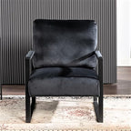 Container Furniture Classic Mid Century Modern Accent Chair with Durable Square Metal Frame, Armchair for Living Room, Bedroom, Home Office in Plush Velvet Upholstery, Black