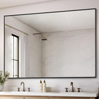 Black Bathroom Mirror for Wall, 36x48 Inch Rectangle Mirrors with Metal Frame, Modern Vanity Wall Mirror Decor for Entryway Hangs, Bathroom Living Room Horizontal or Vertical