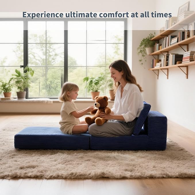 FILUXE Modular Sectional Sofa, Modern Modular Sofa Couch with Deep Seat，Comfy Cloud Couch, Sectional Couches for Living Room, Bedroom and Apartment，1-Seater，Navy Blue