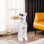 Resin Dog Side Table With Tray, Butler Statue Tissue Box, Accent End Table, Unique Sculpture, Geometric Statue, Funky Furniture for Home Decor Modern (White)