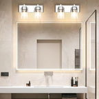 Vanity Light Fixture,2-Light Vanity Light for Bathroom,Matte Black Bathroom Vanity Lighting Over Mirror with Square Clear Glass Shade for Restroom