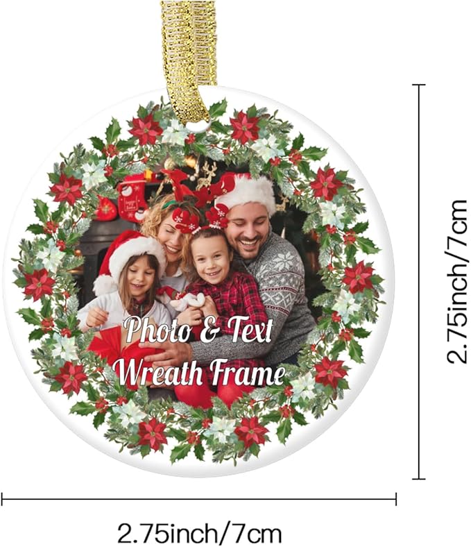 Personalized Christmas Ornaments 2030 Custom Ornaments for Christmas Tree Customized Photo Ornaments Picture Personalized Ornaments Home Decor Hanging Ceramic Xmas Ornament for Couples Family Wedding