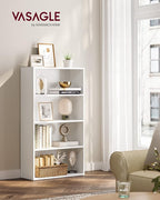 VASAGLE Set of 2 Bookshelves, 23.6 Inches Wide, 4-Tier Open Bookcases with Adjustable Storage Shelves, Floor Standing Units, Cloud White ULBC164T14-2