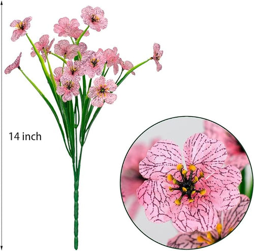 12Pcs UV Resistant Artificial Flowers Artificial Violet Outdoor Decor Realistic Faux Plants Silk Flowers No Fade for Patio Hanging Baskets Garden Pots Farmhouse Yard (Pink)