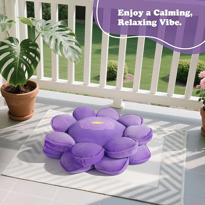 Lotus Flower Floor Pillows, Large Cushion Inspired by Lotus Flower Design, Decorative Seating for Living Room, Bedroom, and Lounge, Soft Washable Floor Cushion for Relaxation, and Family Activities