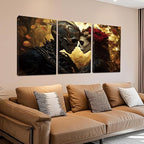 RUNBOAT Skull Pictures Wall Decor - Skull Canvas Wall Art, Skeleton Couple Poster Print, Gothic Painting Artwork, Skeleton and Roses Pictures for Living Room Bedroom (24" x 36" x 3 pcs)