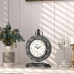 Vintage Table Clock, Desk and Shelf Mantel Clock, Antiques London Style Black Decor Clocks, for Farmhouse, Living Room, Bedroom, Bedside, Gift (8.8" H x 6.3" W)