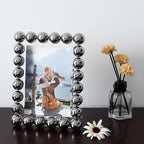 Crystal 5x7 Inch Picture Frame, Home Decor Ball Wedding Photo Frame Tabletop Display, Display Pictures 5''x 7'', Silver, Comes with Gift Box