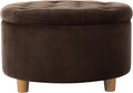 Homepop Home Decor | Button Tufted Velvet Round Storage Ottoman | Ottoman with Storage for Living Room & Bedroom, Chocolate Brown Velvet