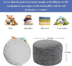 Stuffed Pouf Ottoman with High Density Foam Filler Plush Fiber Pouf Stool Round Foot Stool Cushion Storage Ottoman 20 * 12''Floor Poufs Foot Rest for Living Room (Gray)