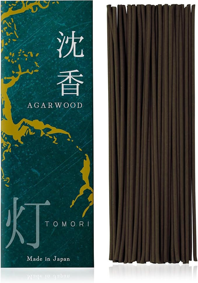 Agarwood Premium Japanese Incense Sticks 60sticks Coreless Low Smoke Natural Charcoal Free Non Toxic Temple Kyoto Aroma Aromatherapy Meditation Calming Stress Relief Relaxation Yoga Zen TOMORI