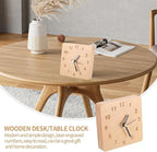 Wooden Desk Clock, 4 inch Small Analog Clock Desktop Decoration, Modern Desk and Shelf Clock, Silent Non-Ticking Battery Operated Table Clock, Mantel Clock for Office, Living Room, Bedroom