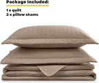Maple&Stone Quilt Set Queen Size, Brown Lightweight Bedspread Ultrasonic Chevron Pattern Light Coverlet for All Season Comforter Bedding Decor - 3 Piece Queen Bed Cover Sets