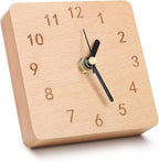 Wooden Desk Clock, 4 inch Small Analog Clock Desktop Decoration, Modern Desk and Shelf Clock, Silent Non-Ticking Battery Operated Table Clock, Mantel Clock for Office, Living Room, Bedroom