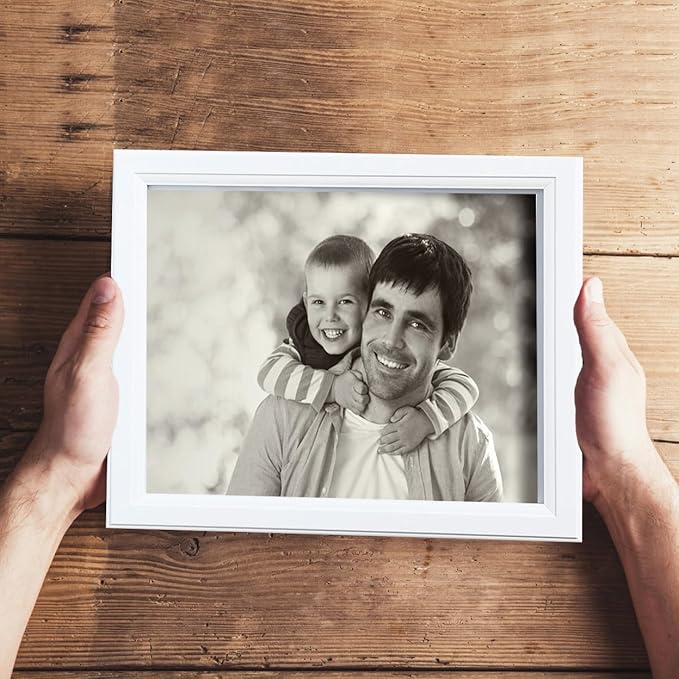 KTKDE 13x19 Picture Frame Real Glass,Poster frame Display Pictures 11x17 with Mat or 13x19 Without Mat, Modern Style Wood Composite Frame,Gallery Wall Frame Wooden White，best gift