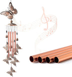 Butterfly Wind Chimes Brass, Sympathy Wind Chimes Outdoor Gifts for Mom Gift Garden Windchimes Decorations Outdoor Patio Decorations with S Hook Indoor and Outdoor.