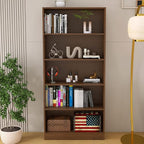 5 Shelf Wood Bookcase Freestanding Bookshelf for Home Office Library Small Narrow Space(11.8" D x 31.5" W x 67.9" H,Brown,5-Layers)