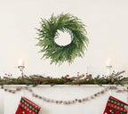 20 Inch Norfolk Pine Winter Wreath - Artificial Pine Greenery Winter Christmas Wreaths for Front Door Porch Wall Window Porch Fireplace Indoor Outdoor Decor Christmas Decorations