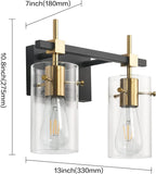 SOLFART Vintage Vanity Light Fixtures Wall Light for Bathroom Over Mirror Light with Glass Shade Light Fixtures (2 Lights-Exclude Bulb)
