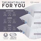 Lincove Signature 100% Natural Canadian White Down Pillow - Luxury Sleeping Pillow for Back, Stomach & Side Sleepers - 800 Fill Power Bed Pillow, 500 Thread Count, Made in Canada, King - Soft, 1 Pack
