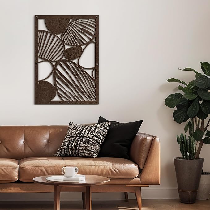 SIGNLEADER Metal Wall Art Decor Abstract Geometric Shapes Minimalist Modern Abstract Wall Sculpture Hangings Home Decoration for Living Room, Bedroom, Bathroom, Kitchen, Outdoor - 18" Bronze