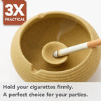 Ashtray with Lid for Outside Patio, Windproof Ash tray, Ceramic Smokeless Ashtray for Outdoor Home Office Tabletop Patio Outdoor Balcony, Ginger Yellow