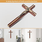 ACHIBANG 10" Crucifix Wall Cross with Jesus – Catholic Wooden Cross for Faith & Blessing, Wall or Home Decor