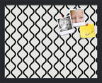PinPix 19x15 Inch Cork Bulletin Board. This Decorative Framed Pin Board Comes with Black and White Waves Design and a Satin Black Frame. Ideal for Home Office Decor or Message Board (PinPix-194)