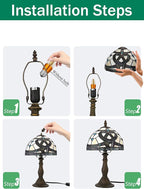 KY&BOSAM Tiffany Table Lamps Irish Celtic Stained Glass Lamp17500 Lumens UL Style Light Shade +E26 Bulb Holder+ Metal Base 8*8*14Inch Family Bedroom Living Room Office Memory St Patrick's Day Decor