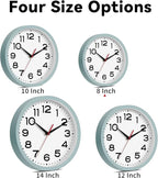 Wall Clock Silent Non-Ticking Modern Clock Battery Operated 8 Inch Small Classic Analog Decorative for Kitchen, Bathroom, Office, Bedroom, Home(Blue Gray)
