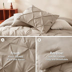 CozyLux King Size Comforter Set Wheat, 7 Pieces Pintuck Bed in A Bag Wheat Comforter King Size, Pinch Pleat Bedding Set with All Season Comforter, Sheets, Pillowcases & Shams