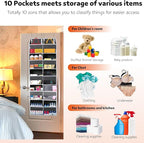 Over the Door Organizer 5 Tiers, Extra Large Behind Door Storage of 10 Compartments, 80 lbs Weight Capacity Over Door Organizer, Door Hanging Organizer for Closet, Diaper Organizer, Room storage | Behind Door Storage, Over Door Organizer, Room storage