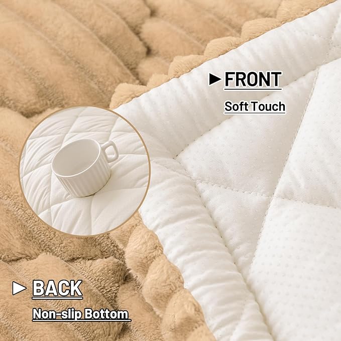 Smiry Pet Couch Cover for Dogs Washable, Non-Slip Fuzzy Couch Covers for 3 Cushion Sofa Pet Friendly, Soft Thick Furniture Protector Sofa Slipcover Mat for Dogs (Camel, 27.6" x 70.9")