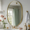 Gold Oval Mirror, 24"x36" Oval Bathroom Mirror, Brushed Gold Mirror with Aluminium Alloy Frame, Anti-Rust, Tempered Glass