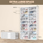 Dollate 9 Tiers 36 Pairs Foldable Shoe Rack, Large Shoe Storage with Magnetic Clear Door, Easy Assembly and Freely Movable Shoes Organizer, Large Capacity Shoe Shelf for Cloakroom, Entryway