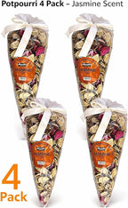 Potpourri 4 Pack Set – Dried Botanical Petals for Bowl or Vase Filler, Home Fragrance Décor – 4 Pouches, 70g Each (9.88 oz Total) (Jasmine)