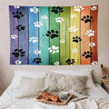 VUMIVI Dog Paw Tapestry Vintage Rustic Colorful Barn Boards Black White Animal Footprints Tapestry Wall Hanging for Living Room Bedroom Dorm Classroom Aesthetic Decor W90xL60in