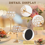Crystal Metal Tealight Candlestick, Bling Bowl Candelabras, Tall Crystal Candle Holders Elegant Candle Centerpiece for Dining Table Wedding Home Mantel Decor(Golden, 4Sets(12 Pcs))