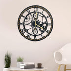 16 Inch Wall Clock, Gear Clock, Silent Non Ticking, Battery Operated Large Wall Clocks for Living Room Decor, Kitchen, Office (Vintage Industrial Steampunk)