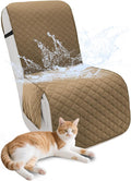 Recliner Sofa Covers 100% Waterproof Velvet L Shape Recliner Couch Covers for Dogs Pets Washable Anti Slip 1 Additional Couch Cover for Reclining Couch (Additional Seat, Light Brown)