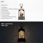 9.6" Christmas Snow Globe Lantern with Santa Claus - Water Swirling Glitter LED Light Musical Lantern with Exterior Decor - Vintage Xmas Gifts - USB Plug or Battery Operated Home Decor (Santa & Bear)