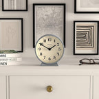 NEWGATE® Theatre Mantel Clock | Modern Classic Round Design | French Navy | Contemporary Style for Desk, Table, Shelf or Bedside