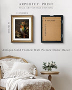 ARPEOTCY Royal Hummingbird Wall Art, Framed Jewel‑Tone Bird Painting Print, Ornate Gold Frame, 11×14 Inch Elegant Nature Décor for Living Room, Bedroom or Entryway